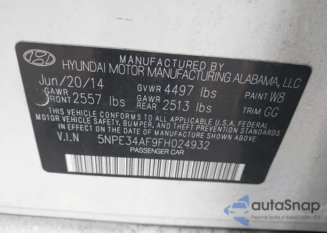 2015 Hyundai Sonata Limited из США, поврежденный, VIN 5NPE34AF9FH024932